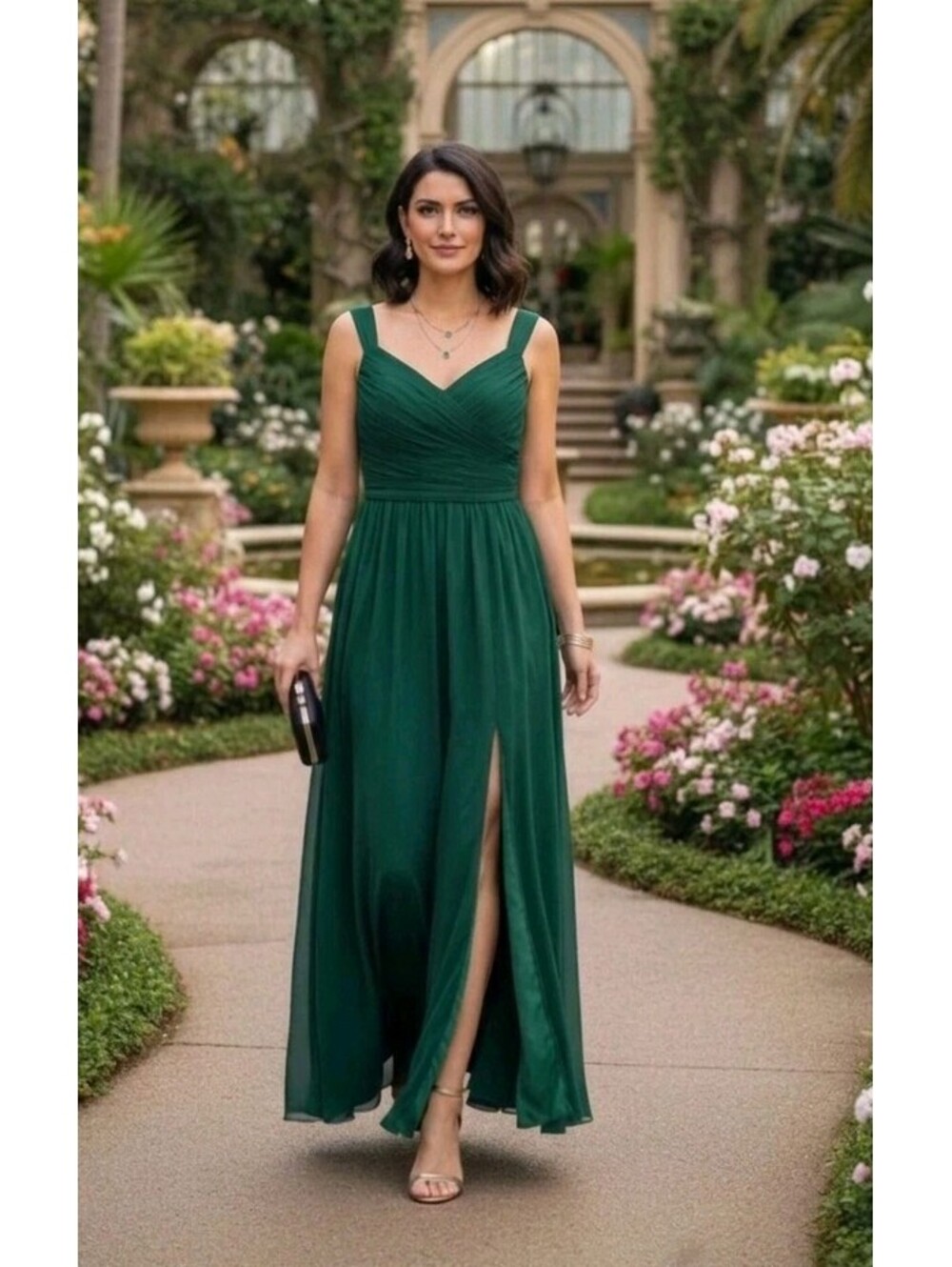 Maxi Formal Size L  NWT Forest Green Corsette Formal Wedding Cocktail Dress